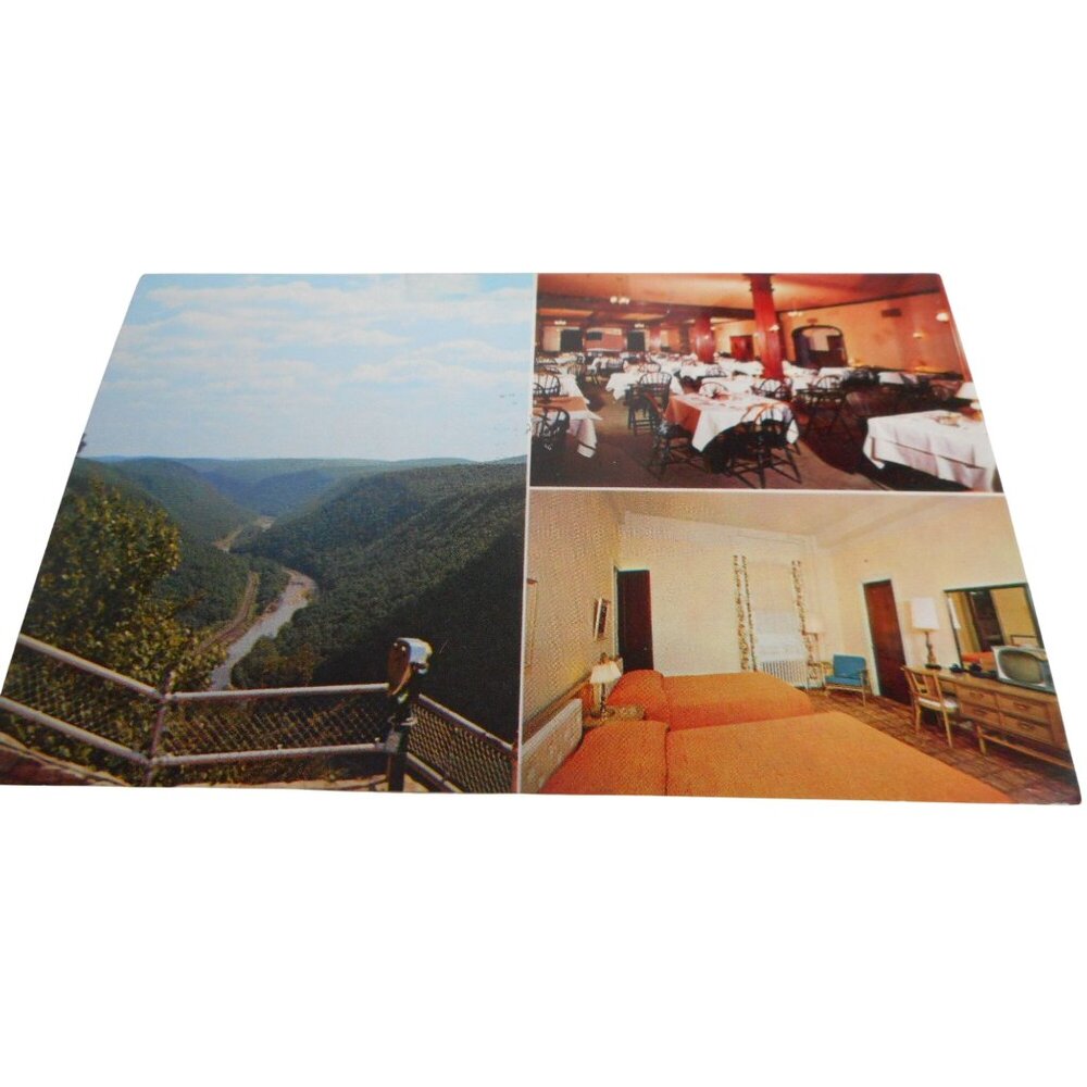Vtg Postcard unposted Penn Wells Hotel Wellsboro PA Room landscape overlook